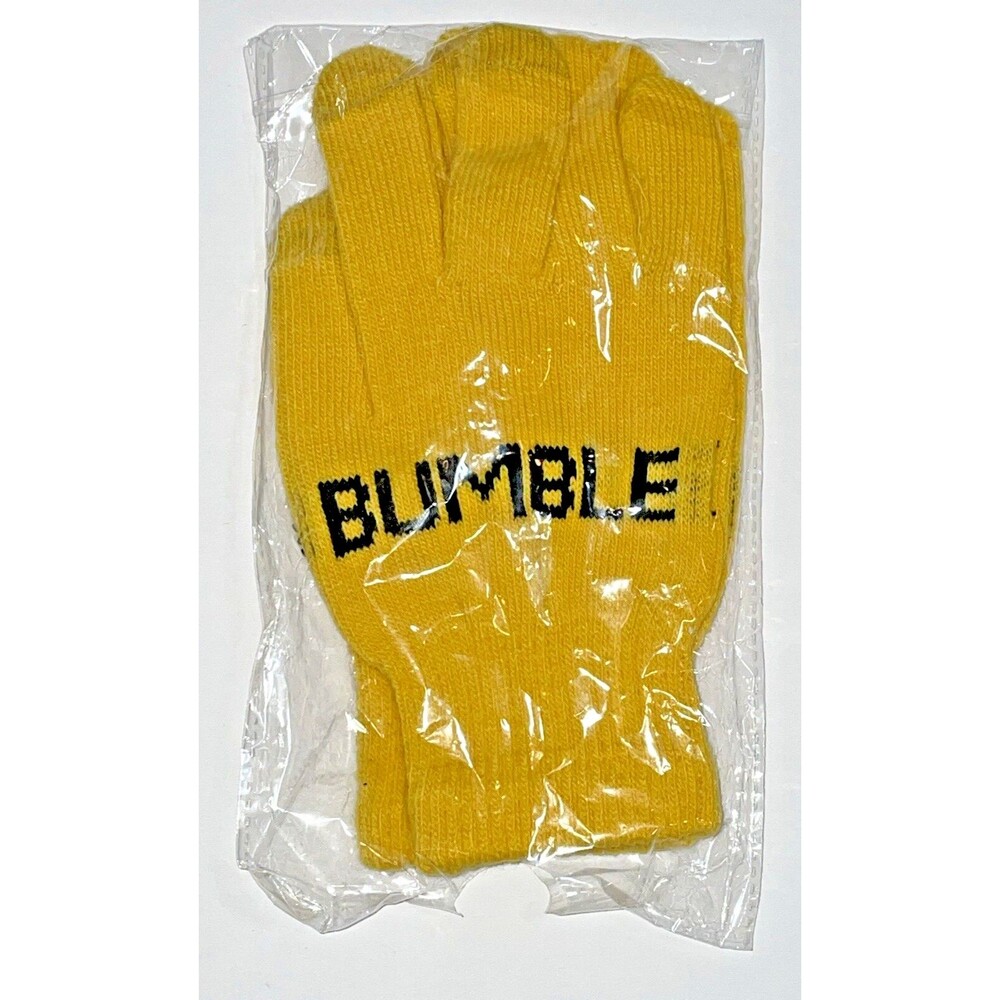 Bumble Dating knitted gloves mitts yellow black one siz Honey women men winter